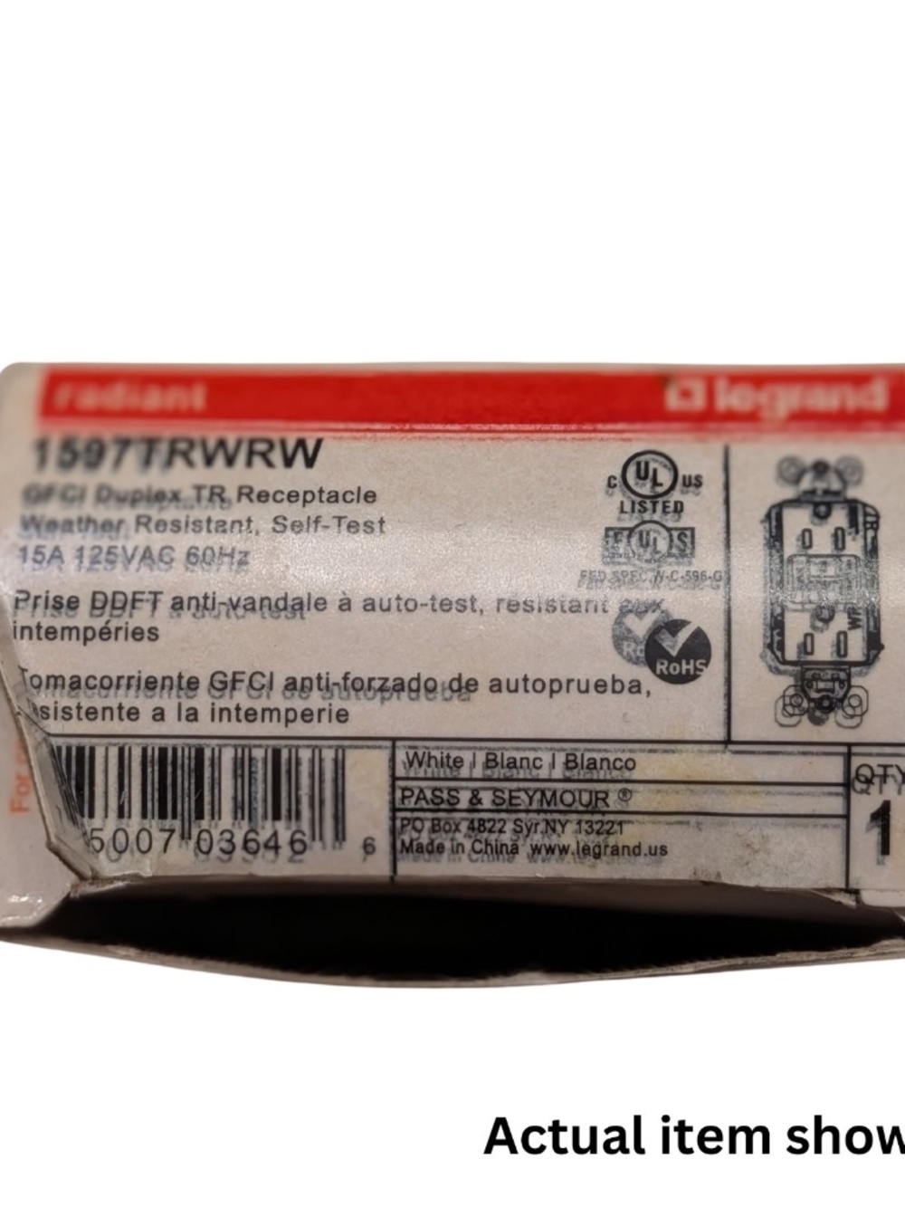 New Legrand Radiant 15A Weather Resistant GFCI Outlet - White - Picture 3 of 6